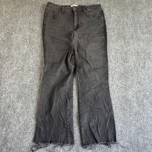POPSUGAR Womens High Rise Wide Leg Flare Jeans Faded Black Raw Hem Size 12